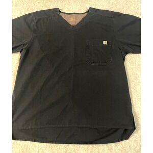 Carhartt Scrub Top Mens Sz‎ Large Black  Short Sleeve Pocket Medical
